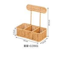 Panier de rangement suspendu écologique en rotin PE et métal, avec poignées et crochets, pour servir le pain, avec compartiments