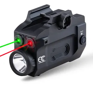Có thể sạc lại Red & màu xanh lá cây laser và đèn pin cho chiến thuật, 600 lumen chiến thuật Đèn pin Laser Combo LED cắm trại Cáp USB 90 IP65