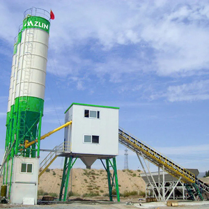 โรงงานผสมคอนกรีตเคลื่อนที่ไฟฟ้า Hzs180 สายการผลิตใหม่พร้อมระบบควบคุม PLC 160KW 46000กก. - Product Image 3