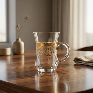 Gold Embossed Turkish Glass Tea Cup Set Clear Coffee Mugs 150 ml Heat Resistant <b>Drinkware</b> for Home Gift - Product Image 4