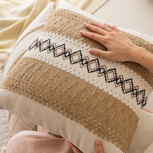 Funda de Almohada Geométrica Moderna, Cuadrada, Bordada, con Borlas Decorativas, Funda de Cojín para el Hogar, Poliéster y Algodón, Patrón Abstracto - Product Image 5