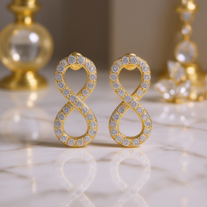 Pendientes de Diamantes Dorados E4748, Corte Brillante Redondo, Color G, Diamantes Naturales, Lujosos, para Uso Diario de Mujer, Chapados en Oro - Product Image 2