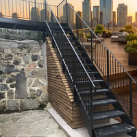 Rampe de sécurité suspendue moderne et minimaliste en acier galvanisé écologique à poutre simple pour escalier résidentiel flottant