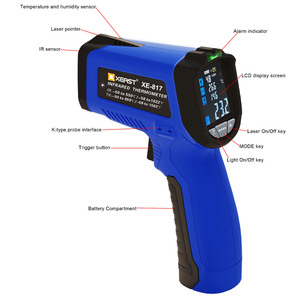 XE-817 Hot-Selling 6 1 LCD Display Infrared <b>Thermometer</b> Backlight Plastic Material Temperature Humidity Meter OEM Customizable X - Product Image 4
