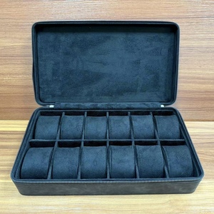Boîte de voyage pour montres en cuir PU à 12 emplacements avec fermeture éclair, doublure en velours doux, multicolores, étui de rangement et de transport pour montres-bracelets - Product Image 1