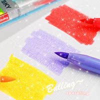 Surligneurs effaçables à base d'eau Guangna Candy Colors Creative, 12 couleurs, avec pointe pinceau ronde, pour l'école et le bureau, vente en gros, personnalisation usine