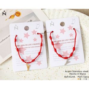 Cavigliera in acciaio inossidabile a sette nodi, braccialetto rosso fatto a mano per la protezione delle donne - Product Image 1