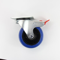 Roue médicale en polypropylène TPU avec finition zinc anti-corrosion, tige simple et roulement, pour équipement et mobilier hospitalier