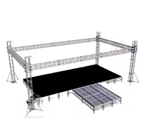 Exhibición de escenario portátil de 4 Patas, patrones triangulares y cuadrados hechos de aleación de aluminio duradera y pantallas de armazón de madera contrachapada - Product Image 3