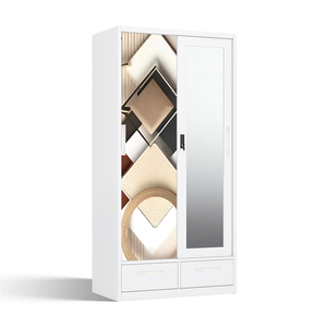 Armario Metálico Impreso con Puertas Correderas con Espejo, 2 Cajones y Diseño Desmontable de 900 mm - Product Image 2