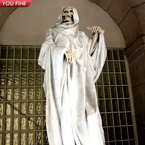 Escultura de mármol blanco antiguo de tamaño real, estatua clásica de París, muerte