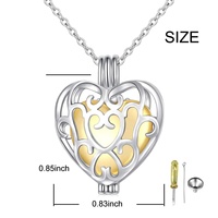 Bijoux de crémation, pendentif en forme de cœur creux plaqué argent sterling 925 pour les cendres