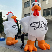 Coq gonflable de 3 mètres de haut pour la publicité, coq gonflable, animal de dessin animé avec lumière