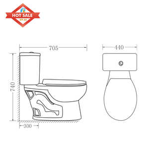 WC céramique deux pièces à chasse siphonique à économie d'eau, à pression latérale, à poser au sol, avec <span class=keywords><strong>siphon</strong></span> en S, pour hôtel, de style sanitaire moderne chinois - Product Image 3
