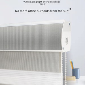 Stores roulants électriques double couche pour étude de bureau Parasol occultant doux <span class=keywords><strong>motif</strong></span> zèbre Shangri-La Stores vénitiens verticaux - Product Image 3