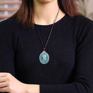 Pendentif Bouddha en Jade Bleu Naturel KHUNPAN, Asie du Sud-Est, UNISEXE, Design Original, Cadeau avec Certificat d'Expertise FG65 - Product Image 3