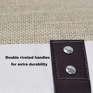 Sacs de courses réutilisables en jute écologiques, style marché français, avec poignées en similicuir et poche intérieure en plastique - Product Image 6