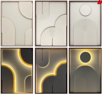 Décoration murale LED Bohème Arche Lune, Peinture lumineuse texturée en relief, Décoration esthétique pour salon et chambre