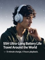   Casque sans fil supra-auriculaire Space One A3035 5.3 avec annulation de bruit adaptative ANC, audio haute résolution LDAC