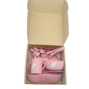 Set de Repas Amusant Imprimé en Silicone pour Bébé, Qualité Alimentaire, Anti-débordement, Bol, Bavoirs, Tasse, Assiettes à <span class=keywords><strong>Ventouse</strong></span>, Cuillère et Fourchettes pour Enfants 0-12 Mois - Product Image 3