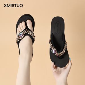 صنادل شاطئ أنيقة وعصرية للنساء ذات كعب عالٍ مضادة للانزلاق وزيادة الطول بتصميم صيفي - Product Image 4