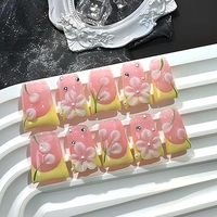 Faux ongles faits main en gros, style canard/flare, étiquette privée, à presser, en vrac pour boutiques, ongles classiques français