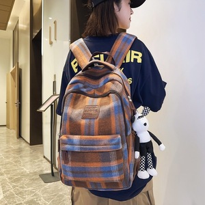 Japanese Style Plaid <b>Backpack</b> For School Students Unisex Multiple Pockets Waterproof Wear Resistant Spine Protecting Summer 2024 - Product Image 2