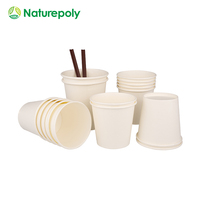 Gobelets en papier compostables à paroi simple, blancs, avec revêtement aqueux, certifiés BPI, taille personnalisée, pour les cafés, vente en gros