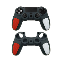 Housse de protection en silicone texturé antidérapant tricolore pour manette PS 4, poignée ergonomique, protection complète, lavable