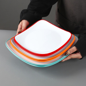 Vaisselle en mélamine, bols à riz, assiettes pour restauration rapide, assiettes carrées imitation porcelaine, assiettes en plastique, restaurant commercial - Product Image 1