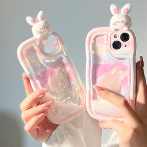 <span class=keywords><strong>Coque</strong></span> de téléphone 3D en forme de lapin avec paillettes liquides pour iPhone 15 Pro Max, 17, 16, 15, 14, 13 – Accessoires pour iPhone 17 Pro Max - Product Image 1