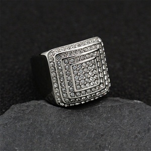 New <b>Ring</b> <b>Men</b> Zircon <b>Ring</b> Dainty Stainless Steel square Hoop <b>Rings</b> Jewelry - Product Image 4