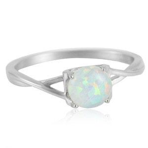 Stainless Steel <b>Opal</b> <b>Ring</b> Round Prong Setting Party Jewelry Women's Fashion <b>Ring</b> 210158 - Product Image 2