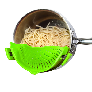 Colador de Acero Inoxidable y Silicona de Grado Alimenticio, Libre de BPA, Flexible, Ajustable, Suave, con Clip para Cocinar Pasta y Carne - Product Image 1