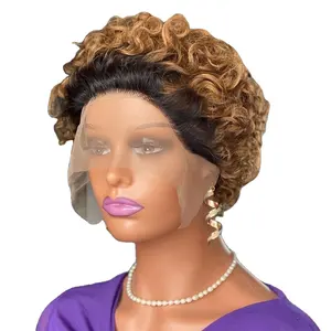 13x1 Pixie Curls Perücke Pre gezupft mit Babyhaar Schöne Perücke für schwarze Frauen Glueless Lace Frontal Pixie Cut Human