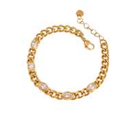 Ensemble de bracelets empilables en acier inoxydable étanche plaqué or 18 carats avec cristaux CZ en forme de cœur, goutte d'eau et carré pour femmes - Vente en gros