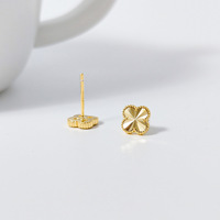 Boucles d'oreilles clous trèfle à quatre feuilles en argent sterling 925 découpées au laser pour femme, à porter au quotidien, empilables, bijoux de piercing, cadeau de fête