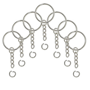 50 cái/túi sang trọng hợp kim kim loại vòng chìa khóa chuỗi bán buôn 3D cổ 25mm bạc tự làm Keyring cho mặt dây chuyền Keychain phụ kiện số lượng lớn - Product Image 4