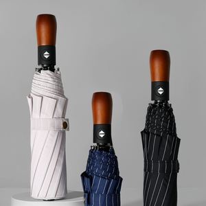 Parapluie Mini Automatique Créatif et Robuste avec Manche en Bois, Pliable et Personnalisable pour l'Été, Idéal pour les Cadeaux d'Affaires - Vente Flash - Product Image 3