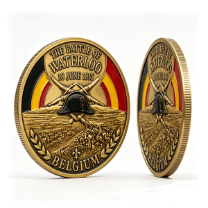 Pièce de monnaie commémorative de la bataille de Waterloo 1815, en alliage de zinc, imitation émail, souvenir circulaire traditionnel, Belgique - Product Image 3