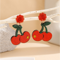Boucles d'oreilles fruits pour filles mignonnes, bijoux nouvelle mode, couleur néon, résine cerise, boucles d'oreilles géométriques fraise, vente en gros