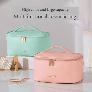 Phụ Nữ Của Thời Trang Xách Tay Trang Điểm Trường Hợp Đa-Chức Năng Lưu Trữ Túi Vệ Sinh Cá Nhân Không Thấm Nước PU Du Lịch Dây Kéo Mỹ Phẩm Trường Hợp - Product Image 2