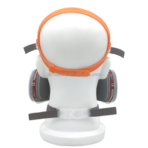 Amplio campo <span class=keywords><strong>de</strong></span> visión Industrial con máscara <span class=keywords><strong>de</strong></span> gas <span class=keywords><strong>de</strong></span> media cara <span class=keywords><strong>de</strong></span> color naranja duradero con cartuchos <span class=keywords><strong>de</strong></span> filtro doble - Product Image 6