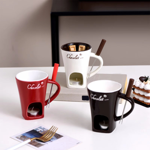 Taza de Cerámica Europea con Tenedor - Taza Única para Derretir Chocolate y Queso con Función de Calentamiento para Amantes de la Comida - Product Image 5