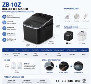 เครื่องทำน้ำแข็งทรงกระสุนดีไซน์ใหม่ ได้รับการรับรองมาตรฐาน CE CB ETL พร้อมส่วนประกอบหลักที่พัฒนาขึ้นเองได้รับสิทธิบัตร ทำความสะอาดตัวเองได้ ราคาประหยัด - Product Image 3