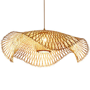 Chinese Style Bamboo Chandelier Round E27 LED Pendant <b>Light</b> For Tea Room Zen Living <b>Space</b> - Product Image 4