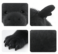Peluche personnalisée Dragon Gallois Noir, jouet en peluche doux avec ailes, animal fantastique en peluche