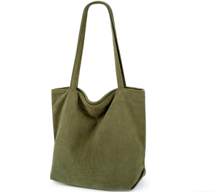 Medium Size Custom Logo <b>Corduroy</b> Woven <b>Tote</b> <b>Bag</b> Eco-Friendly Recyclable Canvas Carry <b>Bag</b> Letter Pattern Ladies Shopping <b>Bags</b> - Product Image 5