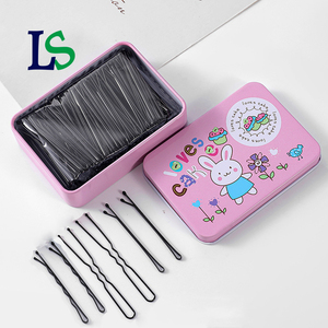 MIO 50 pièces/sac Épingles à cheveux en U noires et dorées en métal, pinces à <span class=keywords><strong>chignon</strong></span>, épingles à cheveux de mode pour salon de <span class=keywords><strong>coiffure</strong></span>, accessoires de <span class=keywords><strong>coiffure</strong></span> de mariée - Product Image 1