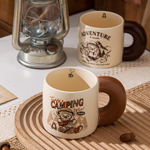 Big Handle Creative Retro Cartoon Teddy Bear 620Ml Breakfast Milk Cup Anime Cup Wholesale Cups Ceramics Mugs Porcelain Mugs - Product Image 5